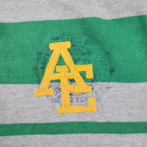 Vtg American Eagle shirt rugby polo men's size XL green grey retro stripe collar - Picture 4 of 10